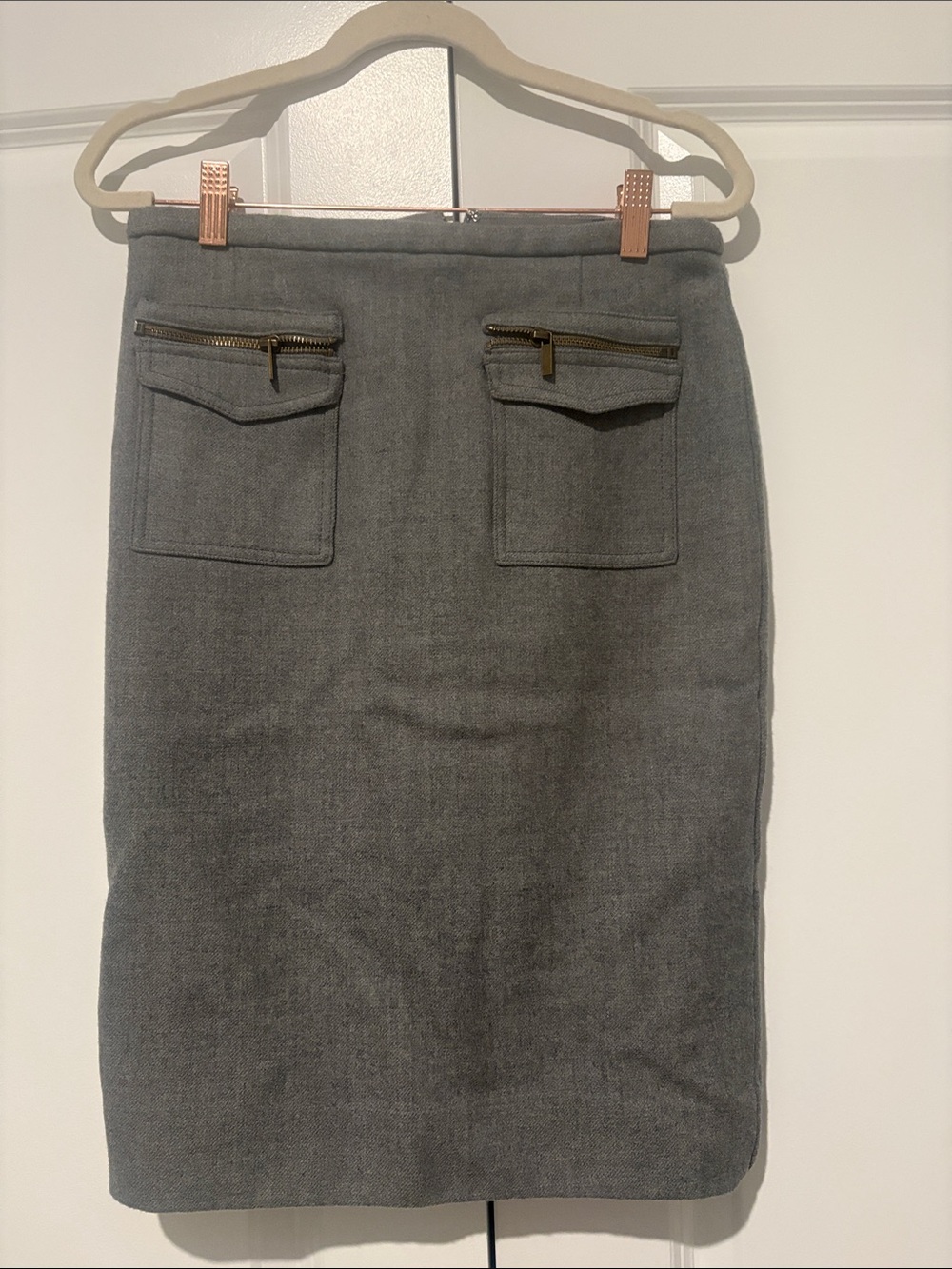 J. Crew Gray Pocket Pencil Skirt with Zip Accents